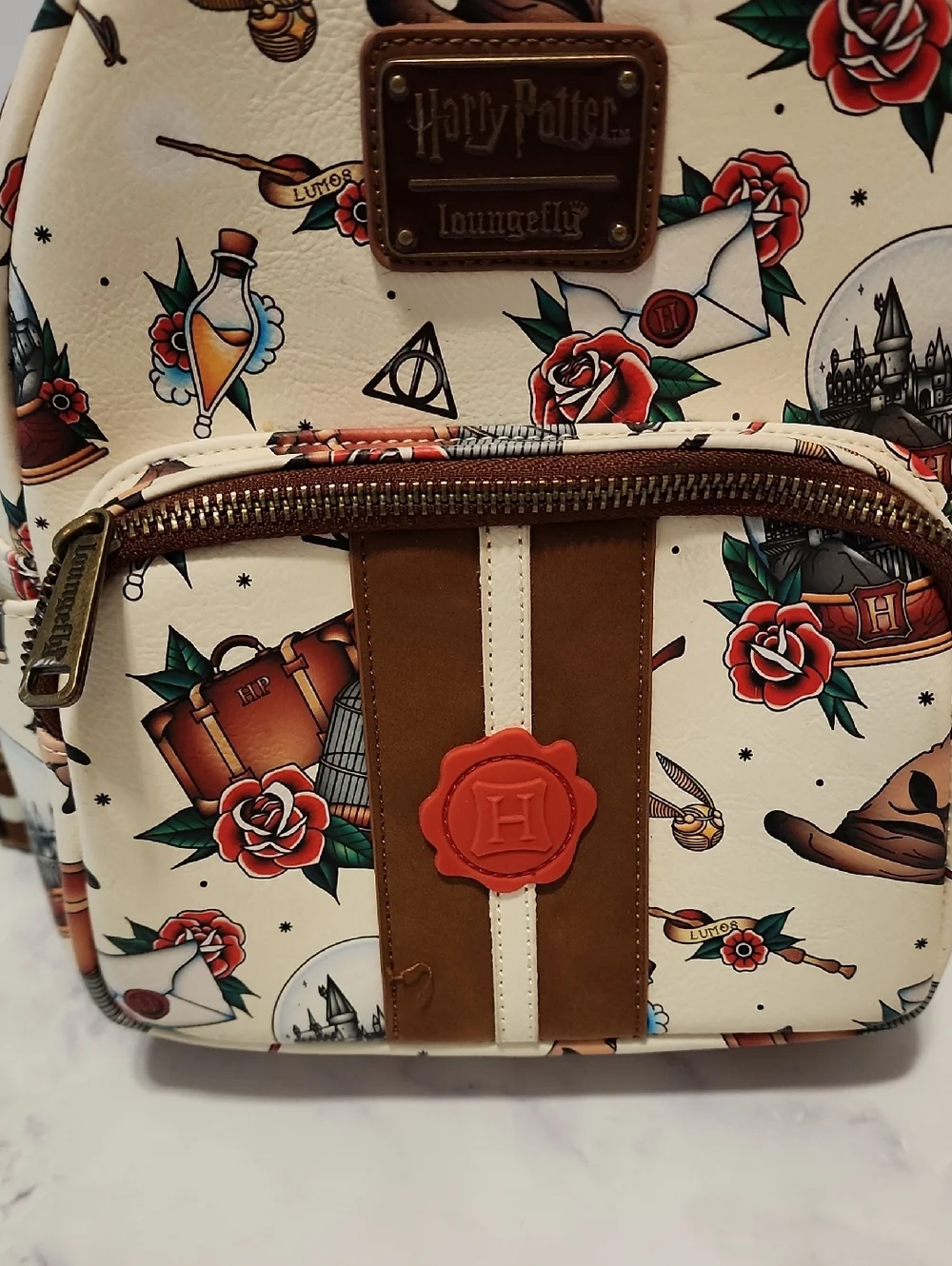 Harry Potter Loungefly Mini Backpack - Cream Floral Tattoo Print
